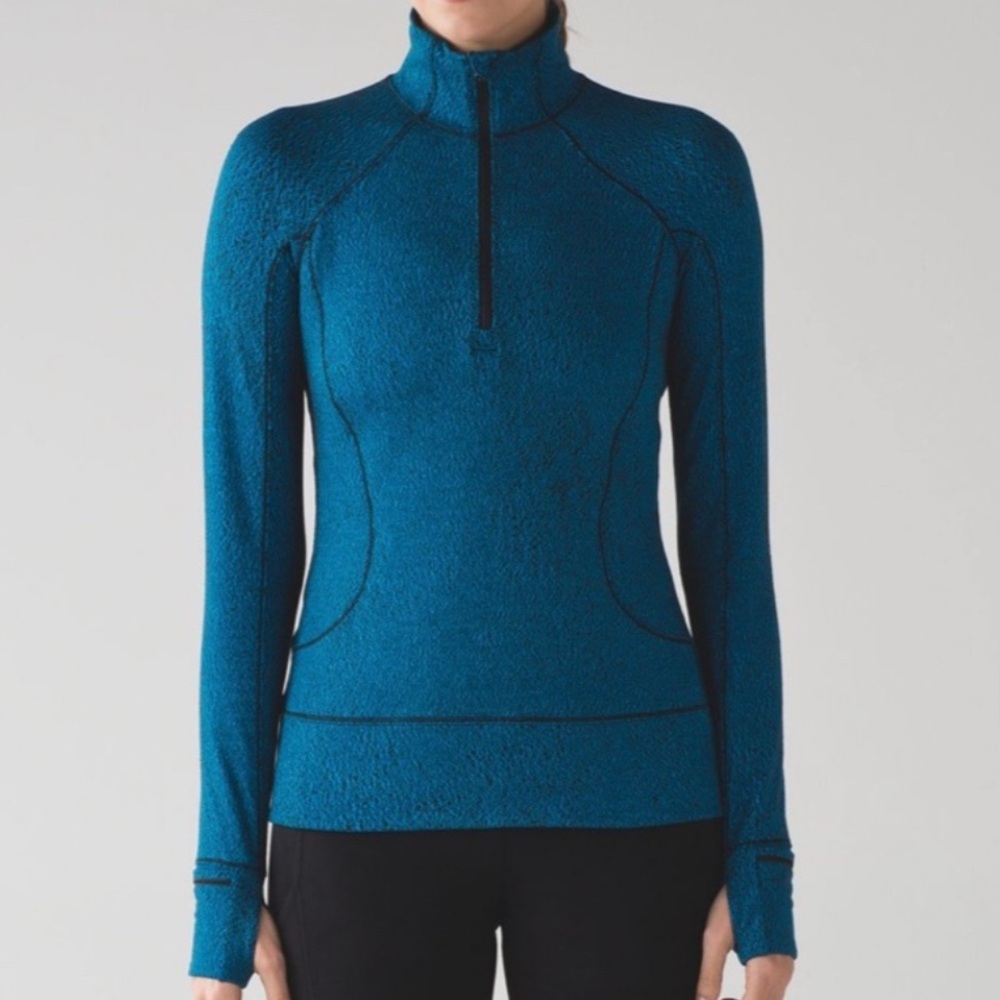 Lululemon Rush Hour 1/2 Zip Running Luon Spray Jacquard Shocking size 10